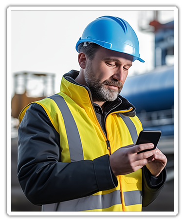 Water Treatment Engineer receiving text message about local training